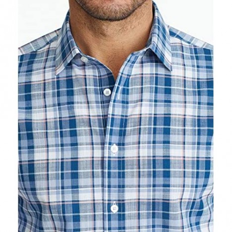UNTUCKit Terrantez Wrinkle Free - Untucked Shirt for Men Long Sleeve - Blue - Medium