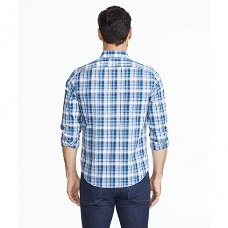 UNTUCKit Terrantez Wrinkle Free - Untucked Shirt for Men Long Sleeve - Blue - Medium