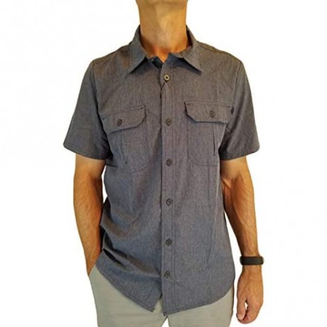 + ZeroXposur Men's UPF 30+ Short Sleeve Lightweight Travel Camp Hiking Shirt (Heather