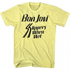 Bon Jovi Rock Band Slippery When Yellow Heather Adult T-Shirt Tee