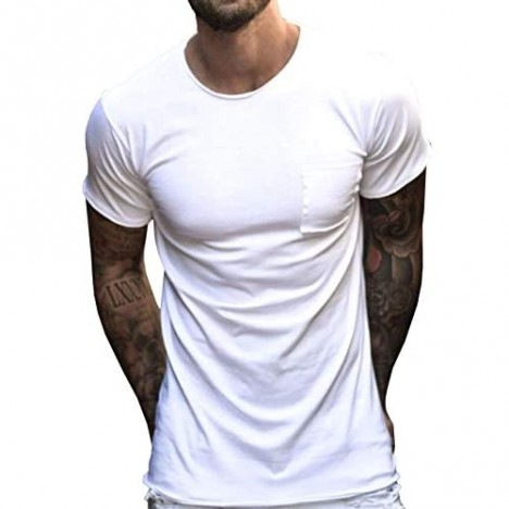 Gafeng Mens Short Sleeve T Shirt Casual Slim Fit Crew Neck Lightweight Base Layer Beefy Top