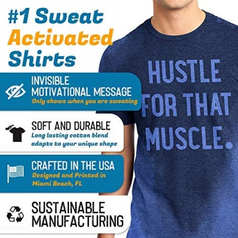 LeRage Shirts Workout Shirt for Men with Sweat Activated Technology and Hidden Inspirational Message Hustle for The Muscle