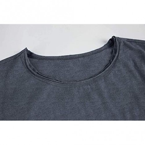 Men's Muscle T Shirts Cotton Slim Fit Crew Neck Short Sleeve Basic Tees Lightweight Workout Sport Shirt Tops