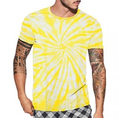 Miracle TM Tie Dye Neon Color T Shirts for Men - Adult Pigment Summer Colorful Shirt for Mens