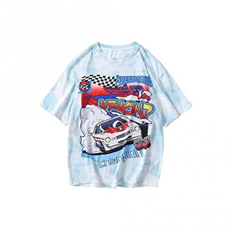SOLY HUX Men's Car Letter Print Short Sleeve T Shirt Graphic Tee Top