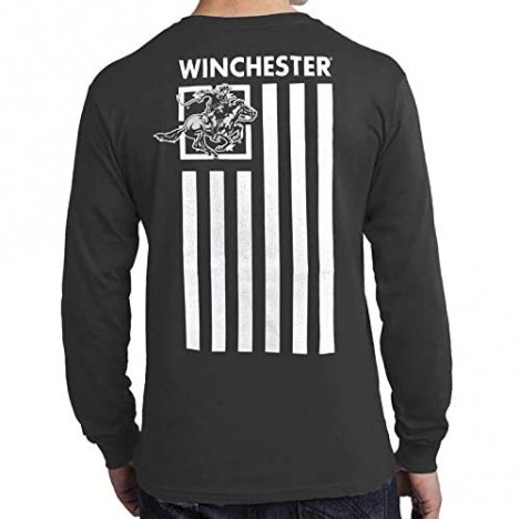 Winchester Vintage Rider Grunge Style US Flag Mens Long Sleeve T-Shirt
