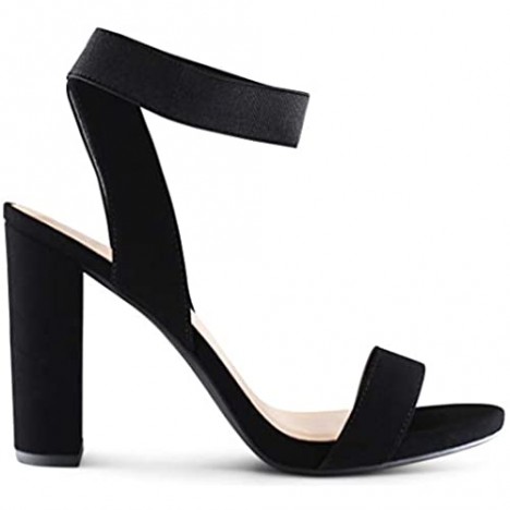 AFFORDABLE FOOTWEAR Women's Open Toe Ankle Strap Chunky High Heels Dress Sandals