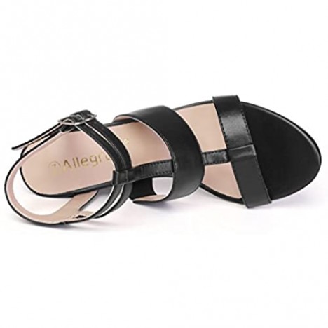 Allegra K Women's Chunky Heel Strappy Sandals