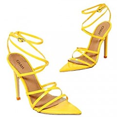 perixir Women Sandals Party Night Club Shoes Yellow