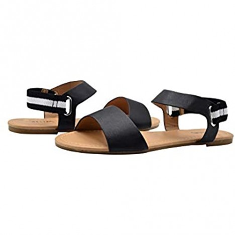 dELiAs Ladies Fashion Sandals Summer Flats with Striped Elastic Slipback Strap