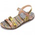gracosy Women's Flat Sandals Summer Beach Sandal Vintage Handmade Flower Peep Toe Straps Sandals Slingback Slipper