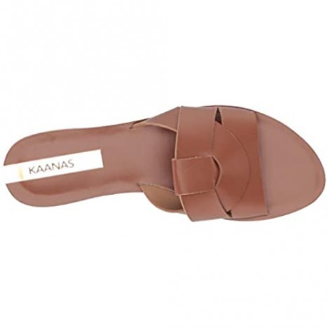 KAANAS Women's Campinas Geo Braided Flat Leather Slide Sandal Shoe