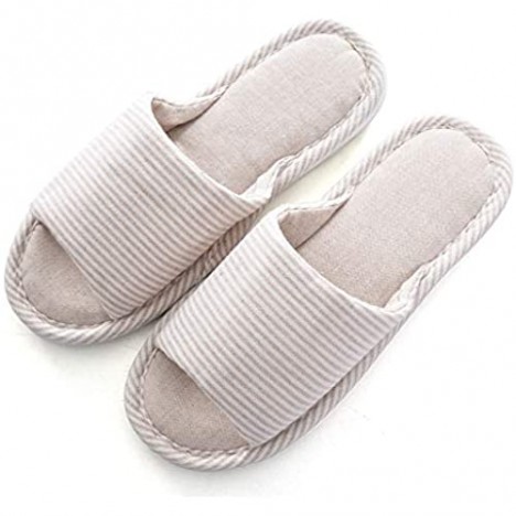 Memorygou Womens/Mens Home Slippers Cotton and Linen Casual Indoor Outdoor Open-Toe Shoes