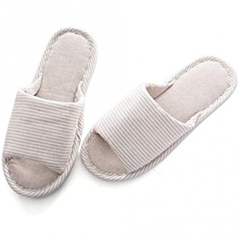 Memorygou Womens/Mens Home Slippers Cotton and Linen Casual Indoor Outdoor Open-Toe Shoes