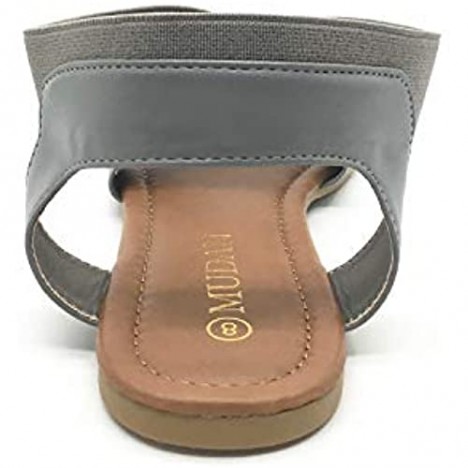 MUDAN Women's Elastic Flat Sandals (10 B (M) US gray-b)
