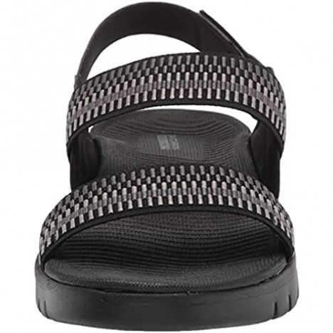 Skechers Women's ON-The-GO Flex Striped Gore Sandal Flat Black/Gray 10