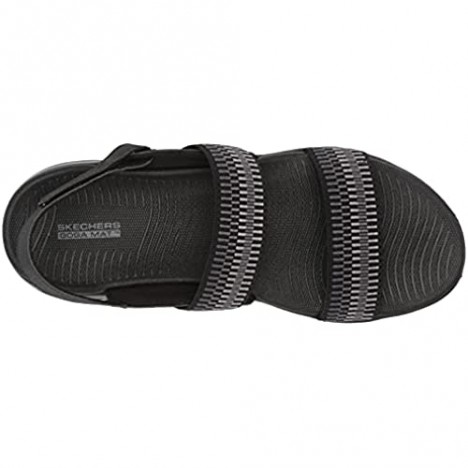 Skechers Women's ON-The-GO Flex Striped Gore Sandal Flat Black/Gray 10