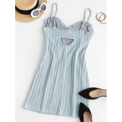 Cable Knit Cutout Frilled Sheath Bustier Dress
