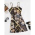 Floral Printed Front Slit Cami Bodycon Dress