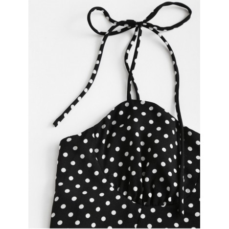 Tie Shoulder Polka Dot Mini Dress