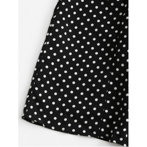 Tie Shoulder Polka Dot Mini Dress