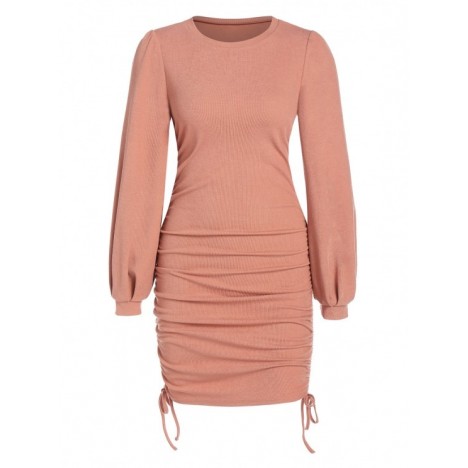 ZAFUL Cinched Side Ribbed Mini Bodycon Dress