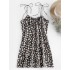 ZAFUL Daisy Print Tie Shoulder Ruffle Mini Dress