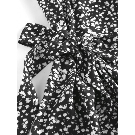 ZAFUL Ditsy Floral Knot Cami Overlap Dress
