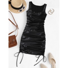 ZAFUL Faux Leather Cinched Bodycon Dress