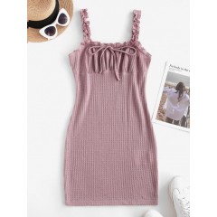 ZAFUL Frilled Tie Knitted Bodycon Dress