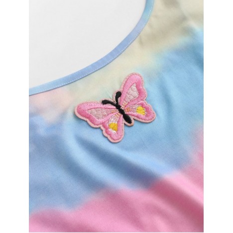ZAFUL Tie Dye Butterfly Applique Bodycon Cami Dress