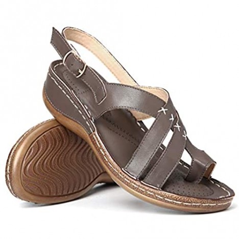 gracosy Wedge Sandals for Women Women's Open Toe Ankle Strap Espadrille Sandal Platform Wedge Sandal Comfort Slip On with Buckle Slippers