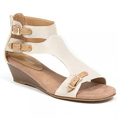 Lady Couture Wedge Open Toe Sandal with Adjustable Buckles Softy