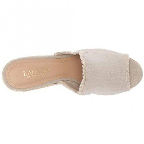 Lauren Ralph Lauren Women's CARLYNDA Espadrille Wedge Sandal Flax 6 B US