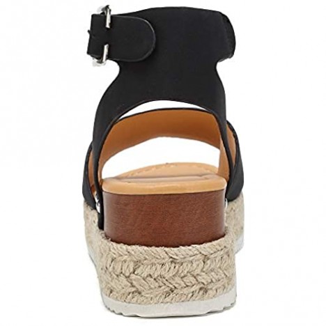 MORNISN Platform Sandals for Women Ankle Buckle Strap Open Toe Summer Shoes Espadrille Wedges Sandals