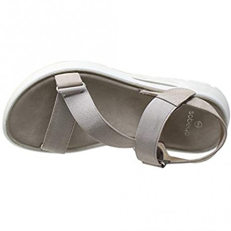 SOBEYO Women's Cushion Comfort Sandals Flat Platform Adjustable Z-Strap