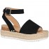 Womens Casual Platform Sandals Espadrilles Cork Studded Buckle Ankle Strap Wedge Summer Shoes