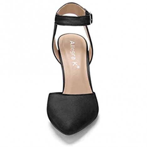 Allegra K Women's Pointed Toe Ankle Strap Pumps Stiletto Heels