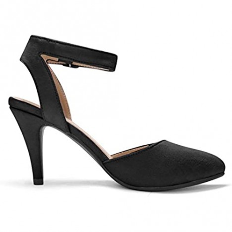 Allegra K Women's Pointed Toe Ankle Strap Pumps Stiletto Heels