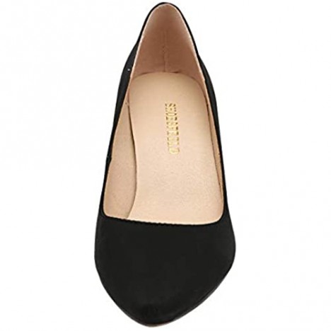 Black Heels for Women Classic Elegant Pointed Toe Suede Dress High Heel Pump Shoes(952-1 BlackVE39)