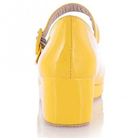 Parisuit Womens Mary Jane Wedge Platform Shoes Patent Leather Ankle Strap Pumps Lolita Sweet Shoes