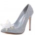 Peatutoori Women Pumps Stilleo High Heels Shoes Floral Crystal Slip on Rhinestone Wedding Shoes