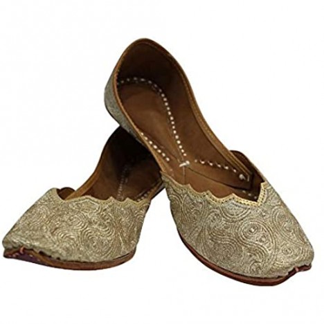 Stop n Style Gold Punjabi Jutti for Women Khussa Online Phulkari Jutti Salwar Kameez Jutti Handmade Shoes