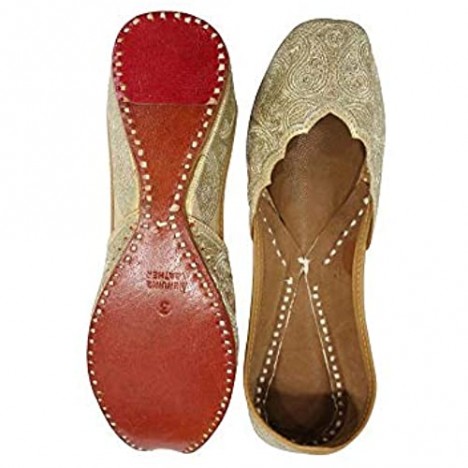 Stop n Style Gold Punjabi Jutti for Women Khussa Online Phulkari Jutti Salwar Kameez Jutti Handmade Shoes