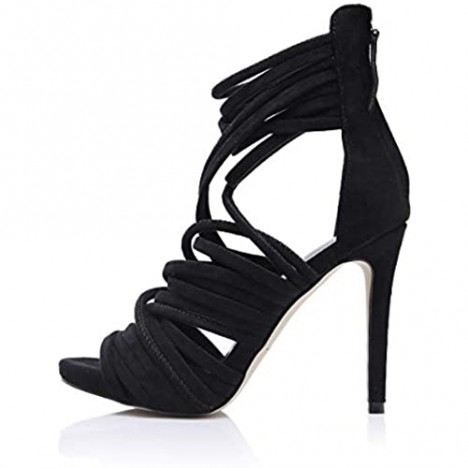 Stupmary Peep Toe Women Pumps Shoes Gladiator Band Cross-Tied High Heels Stiletto Heels Ankle Strap
