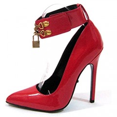 The Highest Heel Unisex-Adult Sky 71 Patent Pump with Ankle Cuff with Padlock