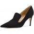 YDN Women's Low Heels Slip on Loafer Stilettos Pumps Pointy Toe Slide Suede Prom Shoes