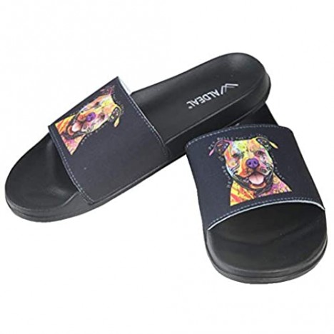 Cartoon Dog Print Summer Slide Slippers for Boy Girl Men Women Soft Open-Toe Sandals Shoes Black