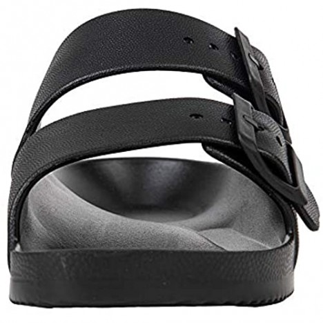 Unisex Slides Sandals Men's Women's Adjustable Double Buckle Lightweight EVA Slip on Comfort Footbed