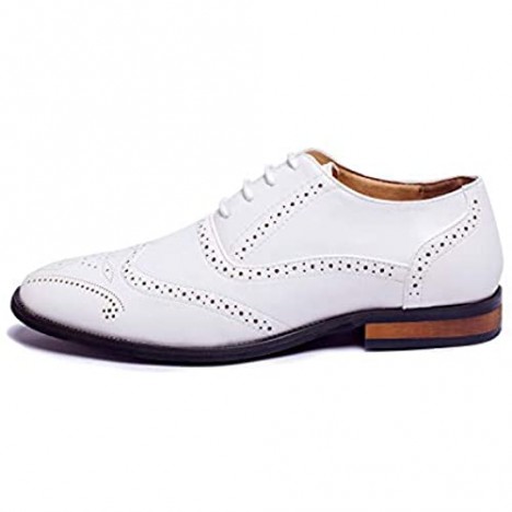Jabasic Men Oxford Shoes Classic Modern Wingtip Lace Dress Shoes
